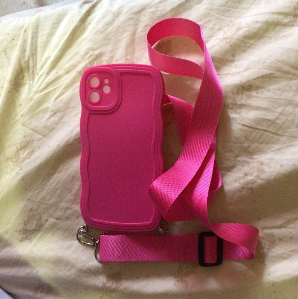 - Iphone 11 pink drawstring phone case